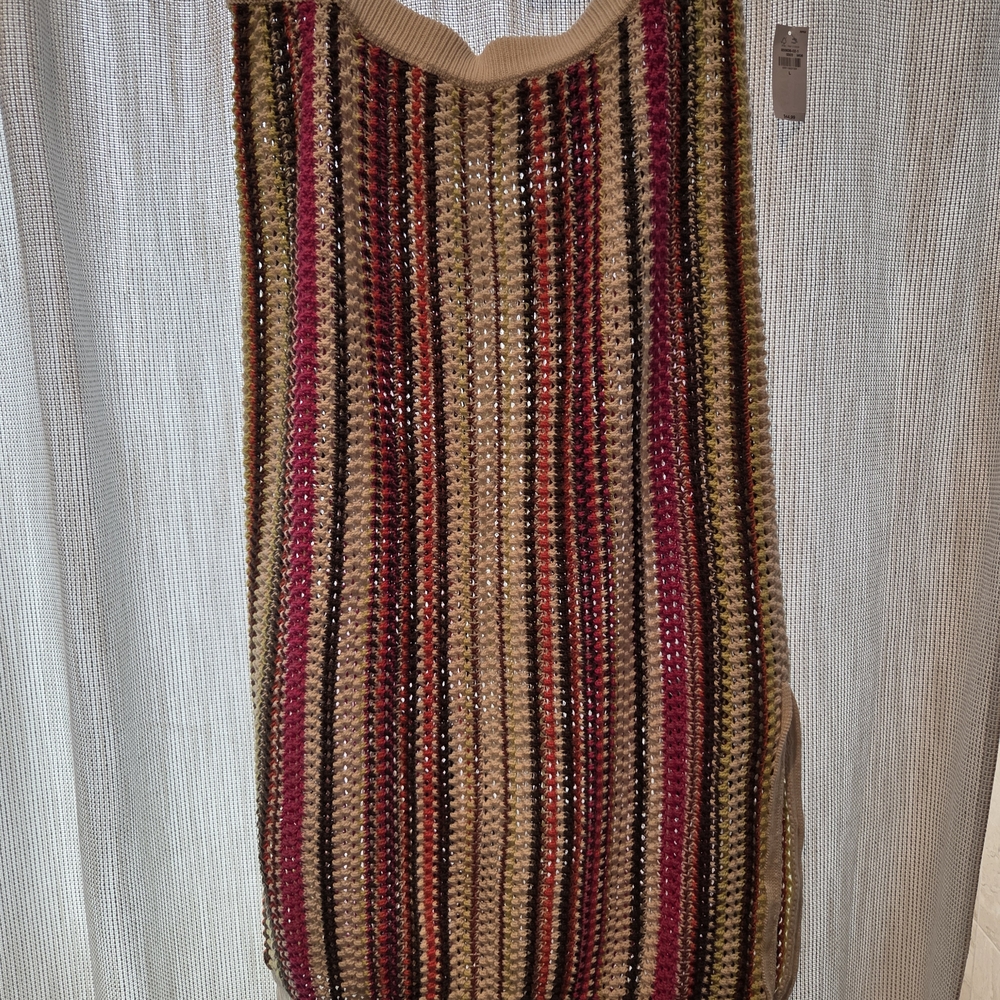 Striped Multicolor Knit Skirt Large NWT Old Navy